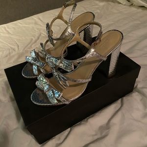 JCrew Triple Bow Silver Metallic Heel